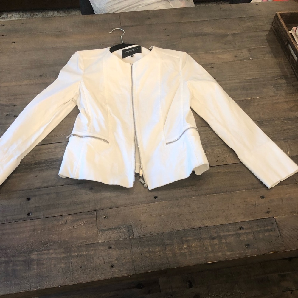 Lafayette 148 white stretch jacket / blazer. Only worn once. Size 2